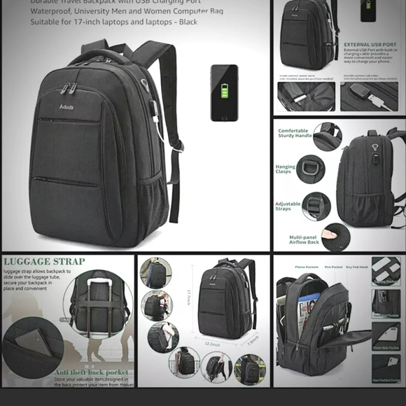 Laptop Backpack w/USB Charging Port - Picture 4 of 4